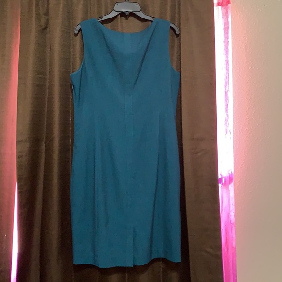 Blue/Green Sleeveless Calvin Klein Dress w/ belt - Picture 3 of 3